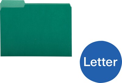 Quill Brand® Interior File Folders, 1/3-Cut, Letter Size, Bright Green, 100/Box (7391BGR)