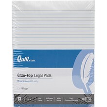 Quill Brand® Glue-Top Legal Pad, 8-1/2 x 11,  Wide Ruled, White, 50 Sheets/Pad, 12 Pads/Pack (RP81