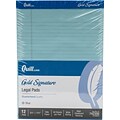 Quill Brand® Gold Signature Premium Series Legal Pad, 8-1/2 x 11, Wide Ruled, Blue, 50 Sheets/Pad, 12 Pads/Pack