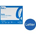 Quill Brand® Premium Reinforced File Folders, Assorted Tabs, 1/2-Cut, Letter Size, Manila, 100/Box (751135)