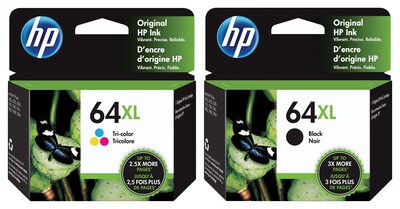 HP 64XL Black/Tri-Color High Yield Ink Cartridge, 2/Pack