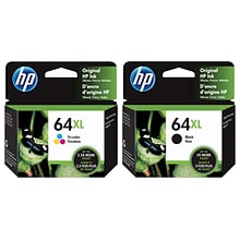 HP 64XL Black/Tri-Color High Yield Ink Cartridge, 2/Pack