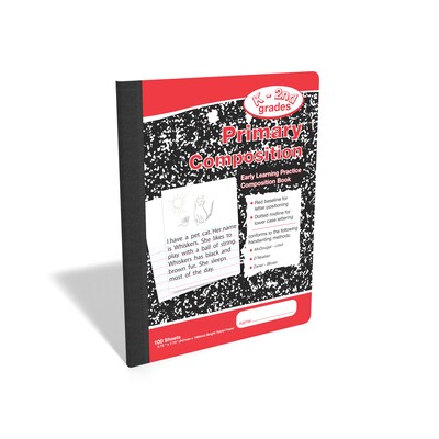 Staples® Composition Notebook, 7.5" x 9.75", Primary Ruled, 100 Sheets, Red/Black Marble (42079)