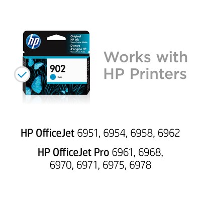 HP 902 Cyan Standard Yield Ink Cartridge (T6L86AN#140), print up to 315 pages