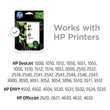 HP 61 Black/Tri-Color Standard Yield Ink Cartridge, 2/Pack (CR259FN#140)