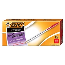 BIC Cristal Ballpoint Pens, Medium Point, Red Ink, Dozen (10128/MS11RD)