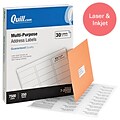 Quill Brand® Laser/Inkjet Address Labels, 1 x 2-5/8, White, 30 Labels/Sheet, 250 Sheets/Box (720255)