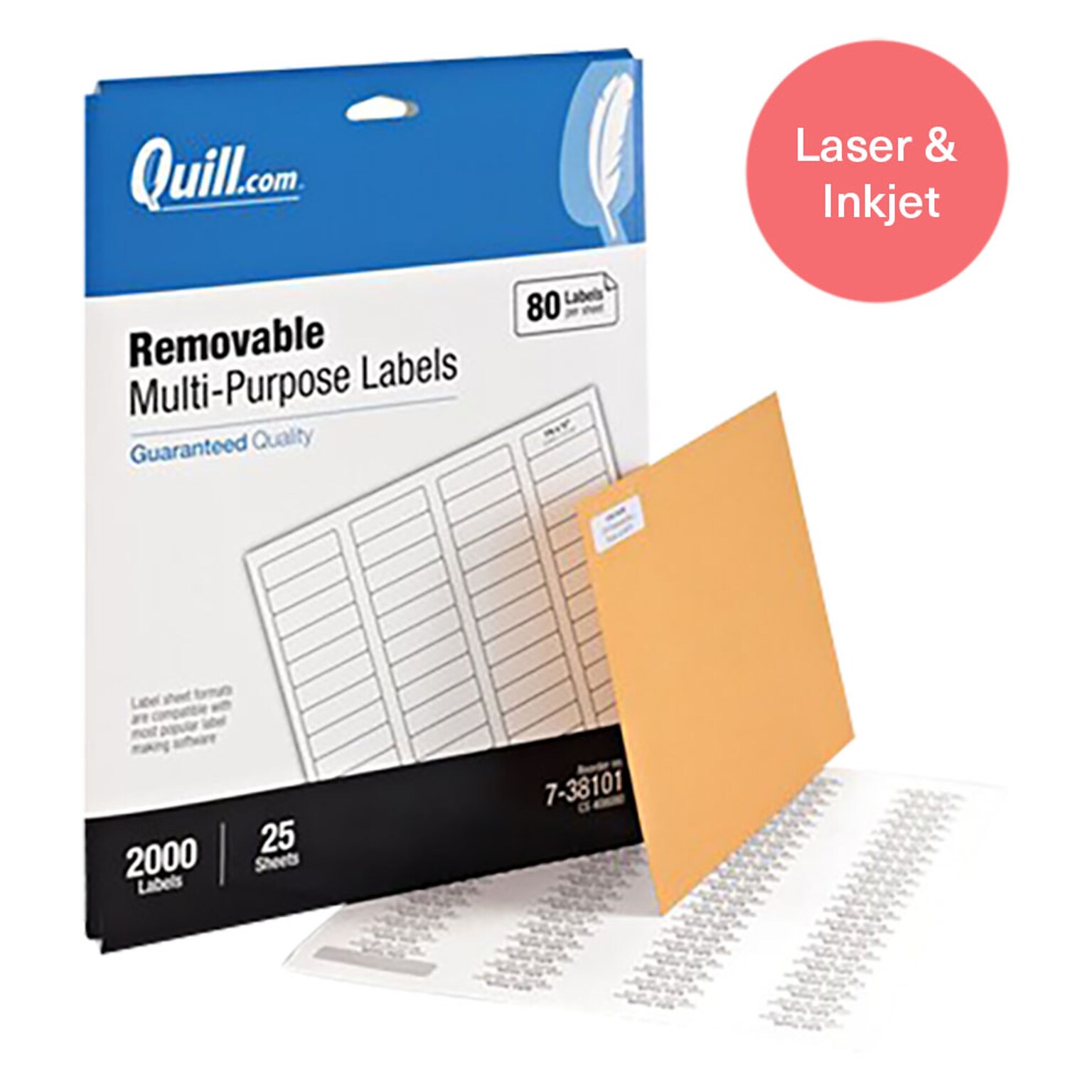 Quill Brand® Removable Laser/Inkjet Labels, 1/2 x 1-3/4, White, 2,000 Labels (Comparable to Avery 6467)