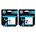 HP 56/57 Black/Tri-Color Standard Yield Ink Cartridge, 2/Pack