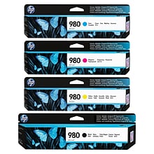 HP 980 Black/Cyan/Magenta/Yellow Standard Yield Ink Cartridge, 4/Pack