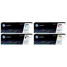 HP 206A Black/Cyan/Magenta/Yellow Standard Yield Toner Cartridge, 4/Pack