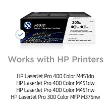 HP 305X Black High Yield Toner Cartridge, 2/Pack (CE410XD)