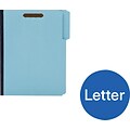 Quill Brand® Heavy-Duty 1/3-Cut Assorted 2-Fastener Pressboard File Folders with 3 Gusset, Letter, Blue, 25/Box (761543R)