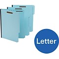 Quill Brand® Heavy-Duty 1/3-Cut Assorted 2-Fastener Pressboard File Folders with 2 Gusset, Letter, Blue, 25/Box (761542R)