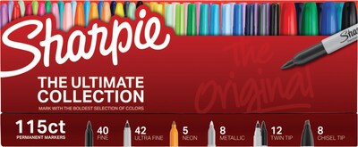 Sharpie The Ultimate Collection Permanent Markers, Assorted Tips, Assorted Colors, 115/Pack (1983255