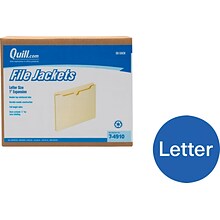 Quill Brand® Reinforced File Jacket, 1 Expansion, Letter Size, Manila, 50/Box (4910)