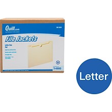 Quill Brand® File Jackets, Flat, Letter, Manila, 100/Bx (74900)