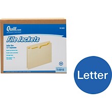 Quill Brand® Reinforced File Jacket, 1 1/2 Expansion, Letter Size, Manila, 50/Box (4915)