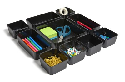 TRU RED™ 10-Compartment Plastic Drawer Organizer, Black (TR58205)