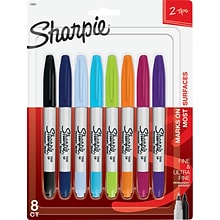 Sharpie Permanent Markers, Twin Tip, Assorted, 8/Pack (33861)