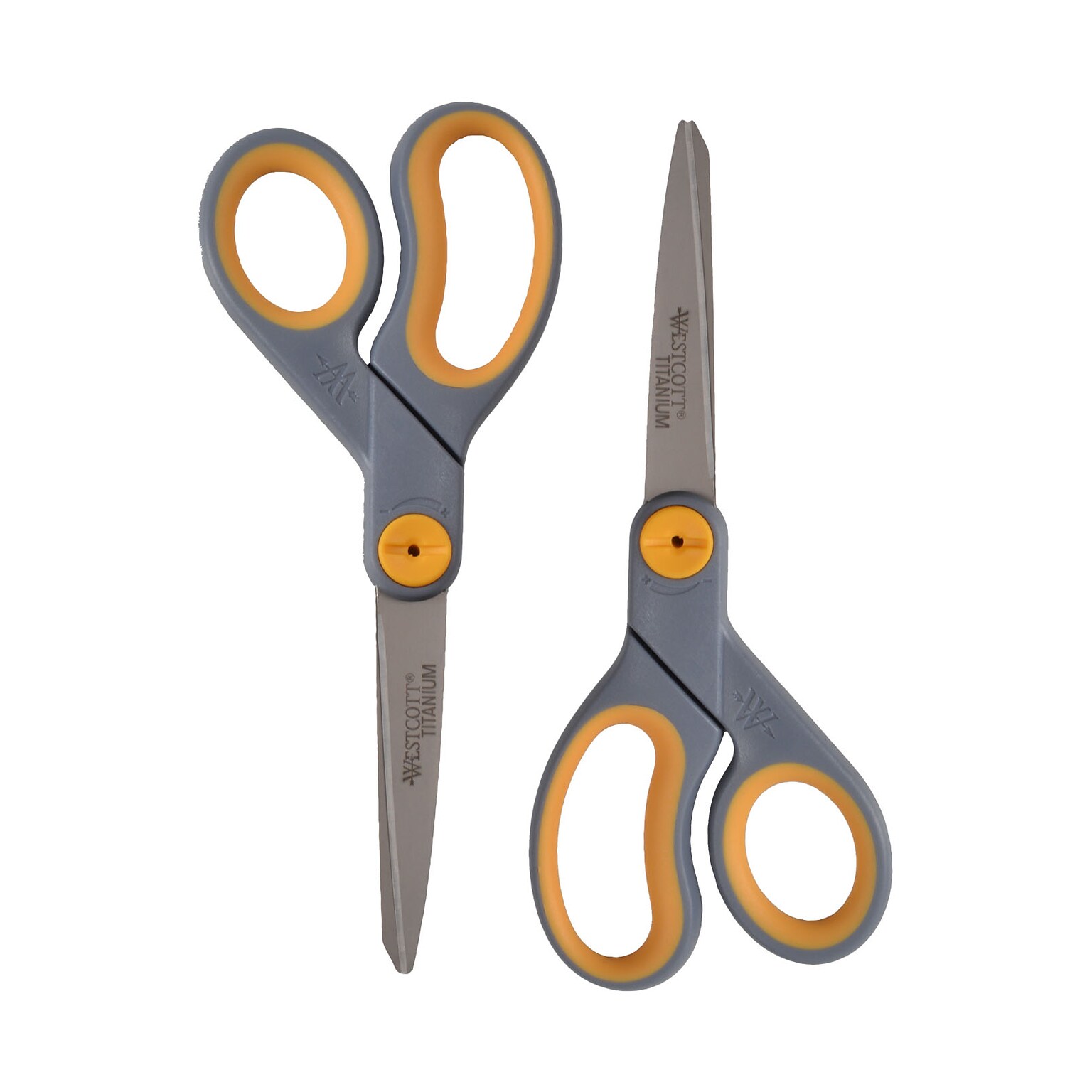 Westcott Titanium Bonded 8 Titanium Multi-Purpose/Heavy Duty Scissor, Sharp Tip, Gray/Yellow, 2/Pack (13901)