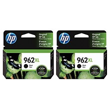 HP 962XL Black High Yield Ink Cartridges, 2/Pack