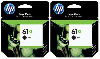 HP 61XL Black High Yield Ink Cartridges, 2/Pack