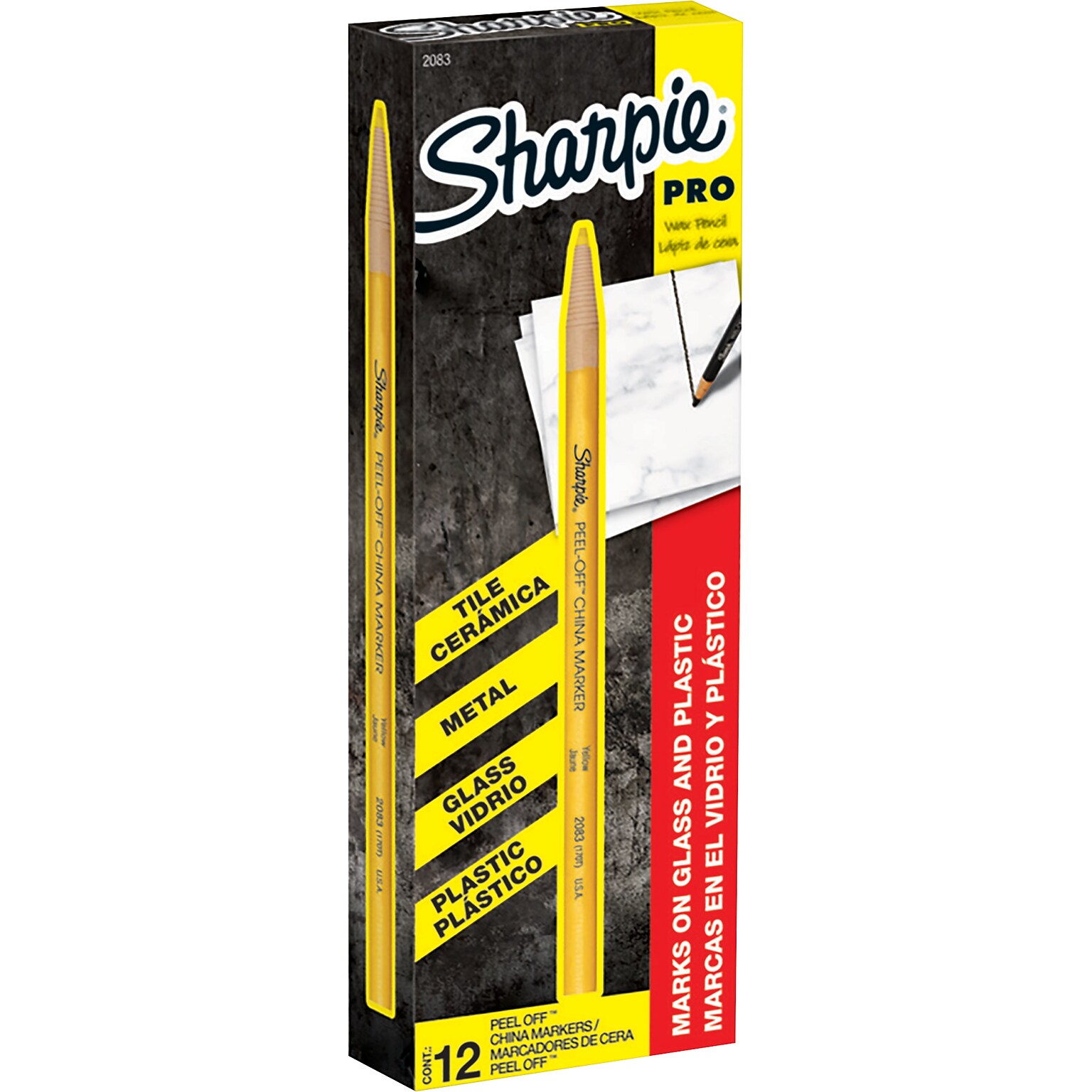 Sharpie Peel-Off China Marker, Yellow, Dozen (02083)