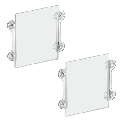 Azar Displays Window/Door Sign Holder Frame with Suction Cups 8.5"W x 11"H Clear Acrylic, 2/Pack (106614)
