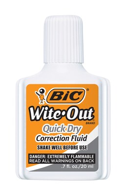 BIC Wite-Out Correction Fluid, 20 ml., White, 3/Pack (50603)