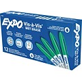 Expo Vis-à-Vis Wet Erase Markers, Fine Point, Green, 12/Pack (16004)