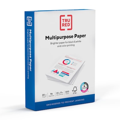 TRU RED™ 8.5 x 11 Multipurpose Paper, 20 lbs., 96 Brightness, 500 Sheets/Ream (TR56961)