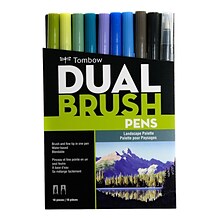 Tombow Dual Brush Landscape Palette Classic Drawing Pens, Assorted, 10/Pack (64468)