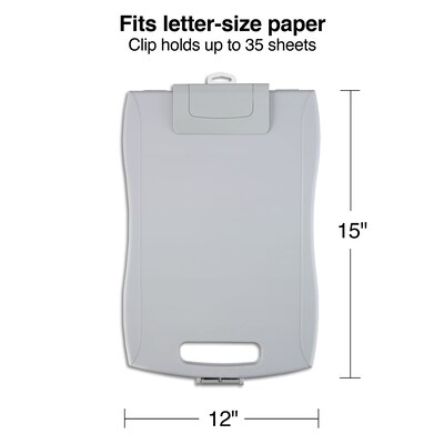 Staples® Plastic Storage Clipboard, Letter Size, 10.5" x 16", Gray (44848)