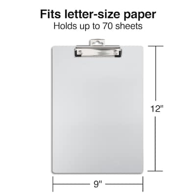 Staples® Aluminum Clipboard; Letter Size, Silver , 9 x 12, 1/PK
