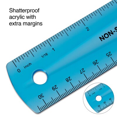 Staples 12" Shatterproof Ruler, Assorted Translucent Colors, Plastic (51883)