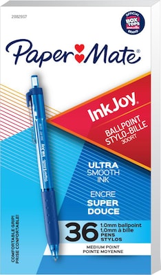 Paper Mate InkJoy 300 RT Retractable Ballpoint Pen, Medium Point, Blue Ink, 36/Pack (2082957)