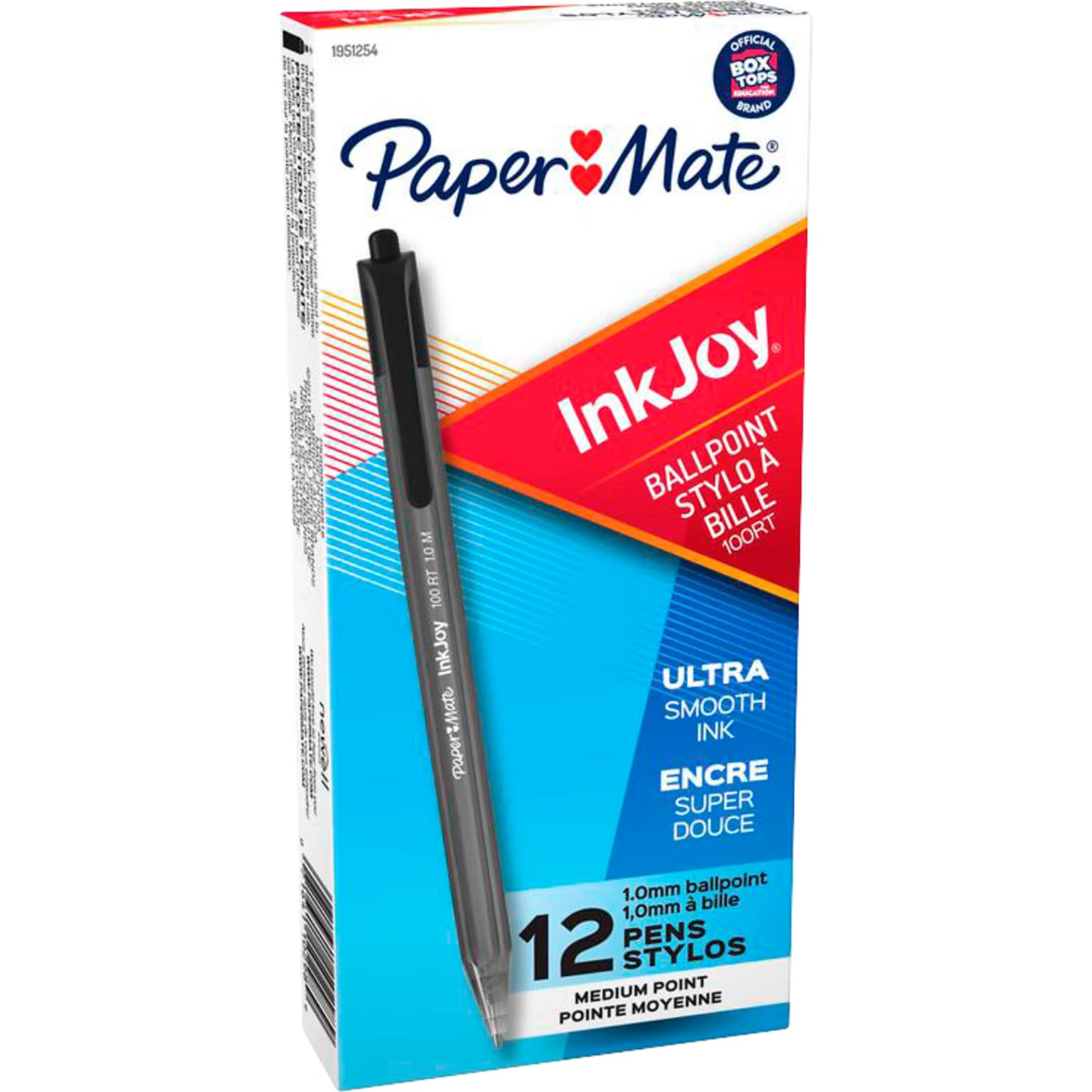 Paper Mate InkJoy 100RT Retractable Ballpoint Pen, Medium Point, Black Ink, Dozen (1803472)