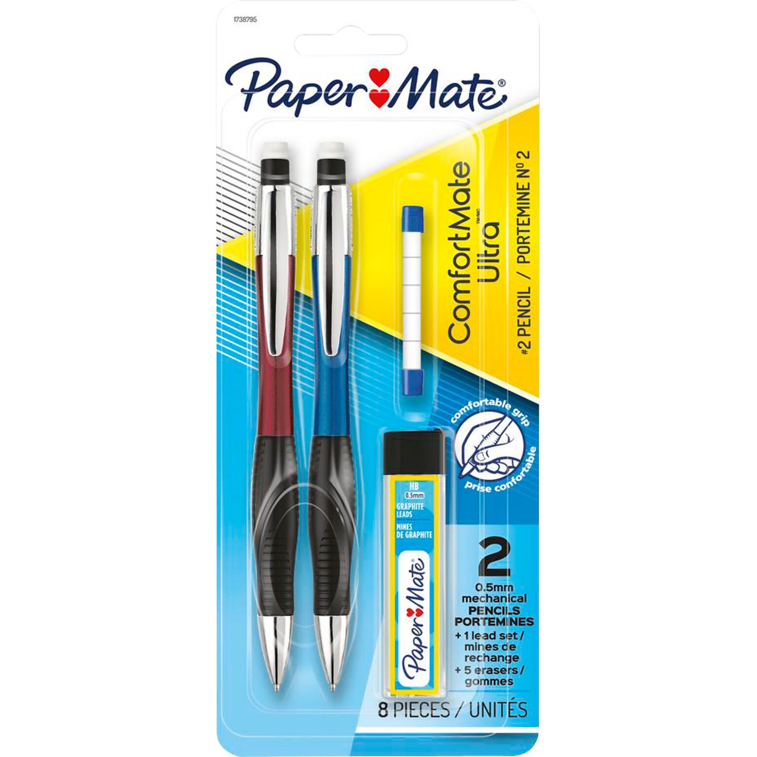 Paper Mate ComfortMate Mechanical Pencil, 0.5mm, #2 Medium Lead, 2/Pack (1738795)