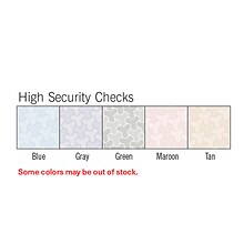 Custom High Security Laser Middle Check, 2 Ply/Duplicate, 1 Color Printing, 8-1/2 x 11, 500/Pk