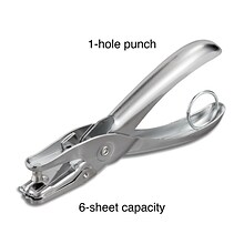 Staples® 1-Hole Punch, 6 Sheet Capacity, Silver (10573-CC)