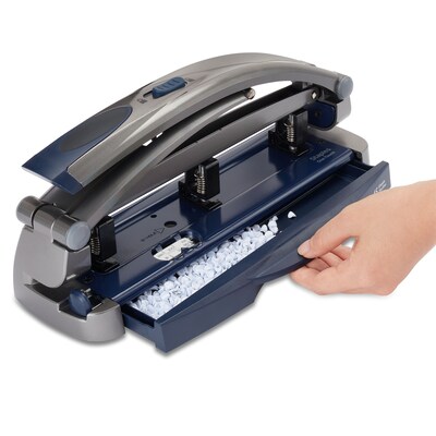 Staples One-Touch Adjustable Punch, 45 Sheet Capacity, Gray/Blue (20268/14824)