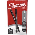 Sharpie Felt Pen, Fine Point, 0.4mm, Black Ink, 36/Box (2083009)