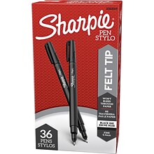 Sharpie Felt Pen, Fine Point, 0.4mm, Black Ink, 36/Box (2083009)