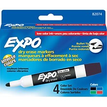 Expo Dry Erase Markers, Bullet Point, Assorted, 4/Pack (82074)