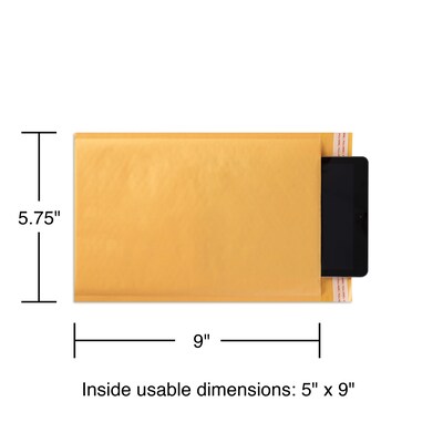 Coastwide Professional™ 5.75" x 9" Self-Sealing Bubble Mailer, #00, Kraft, 250/Carton (CW56652B)