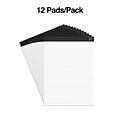 TRU RED™ Notepads, 8.5 x 11.75, Wide Ruled, White, 50 Sheets/Pad, 12 Pads/Pack (TR57382)