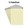 TRU RED™ Notepads, 8.5 x 11.75, Wide Ruled, Canary, 50 Sheets/Pad, 12 Pads/Pack (TR57381)