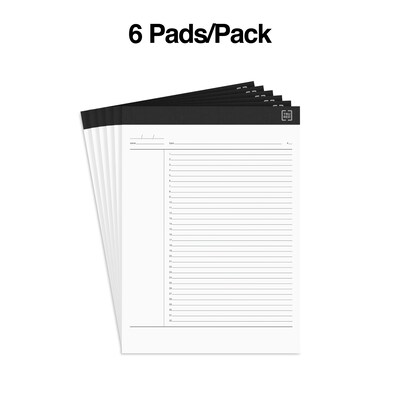 TRU RED™ Notepads, 8.5" x 11.75", Project Planner Format Ruled, White, 50 Sheets/Pad, 6 Pads/Pack (TR57379)