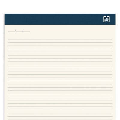 TRU RED™ Notepads, 8.5" x 14", Wide Ruled, Ivory, 50 Sheets/Pad, 12 Pads/Pack (TR58197)